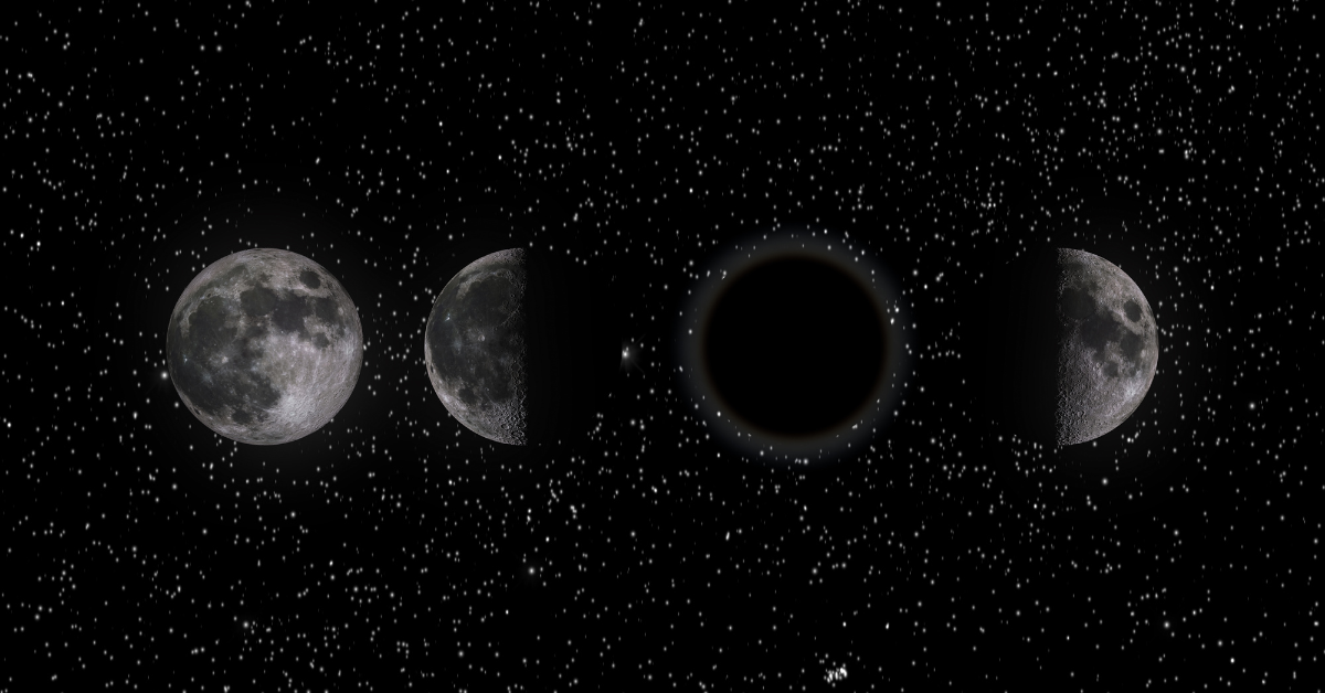 Phases of the moon showing cycles of growth and rest, symbolizing the Law of Rhythm in business: expansion, contraction, harvest, and reset.